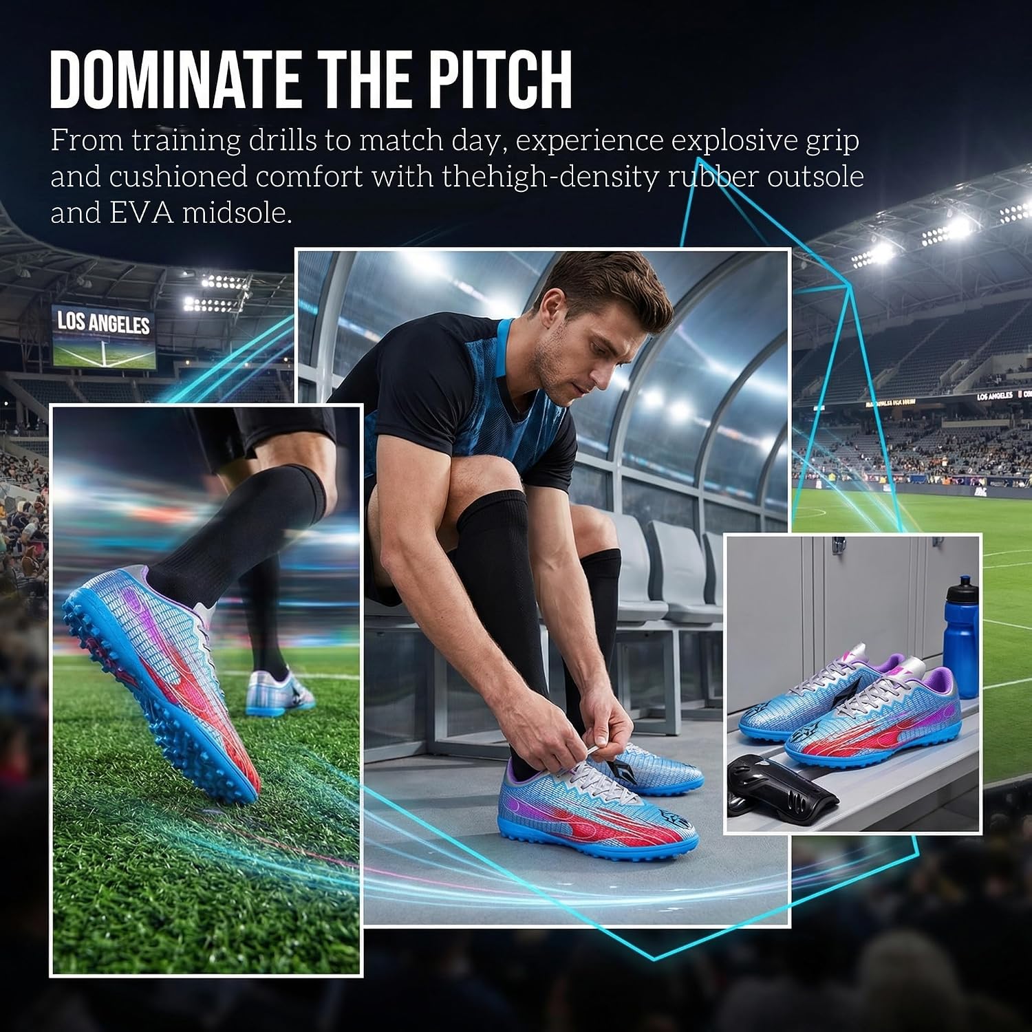 Men’s Indoor Soccer Shoes Low-Top Athletic Firm Multi Ground Turf Cleats for Unisex Adult