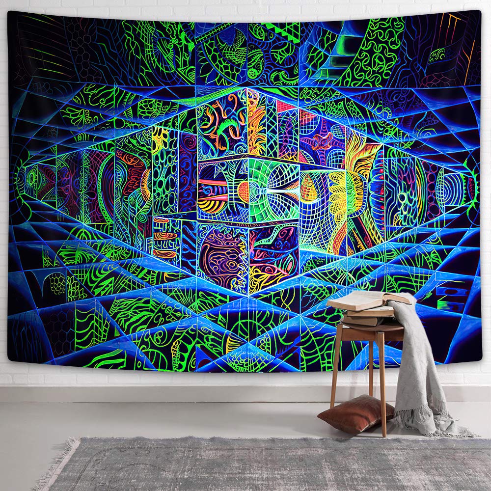 Amazon.com: Trippy Neon Tapestry Wall Hanging, Room Decor For Teen Girls 3D  Abstract Psychedelic Stitching Tapestry Colorful Blue Line Space Wall  Hanging Bedroom Wall Tapestry Home Decor : Home & Kitchen