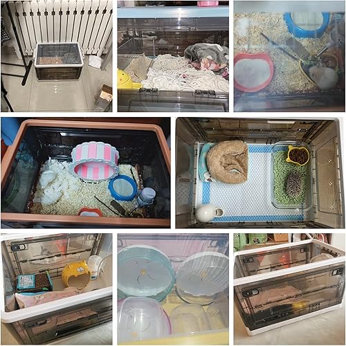 Miniatura 7 de Portabebos portátil con ruedas y asas jaula plegable de plástico para rata en interiores y exteriores caja de transporte para erizos hámster rata