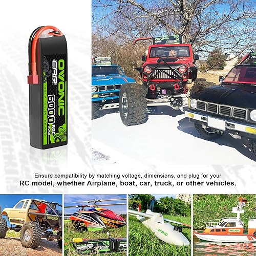 Miniatura 5 de OVONIC Batería Lipo de 11.1 V 3S 80C 6000 mAh con conector T estilo Dean para RC escala 18 110 Vehículos Coche Camiones Barcos