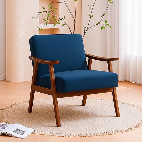 Miniatura 1 de Container Furniture Direct Silla decorativa con tapicería de microfibra y marco de madera maciza, muebles clásicos de mediados de siglo modernos