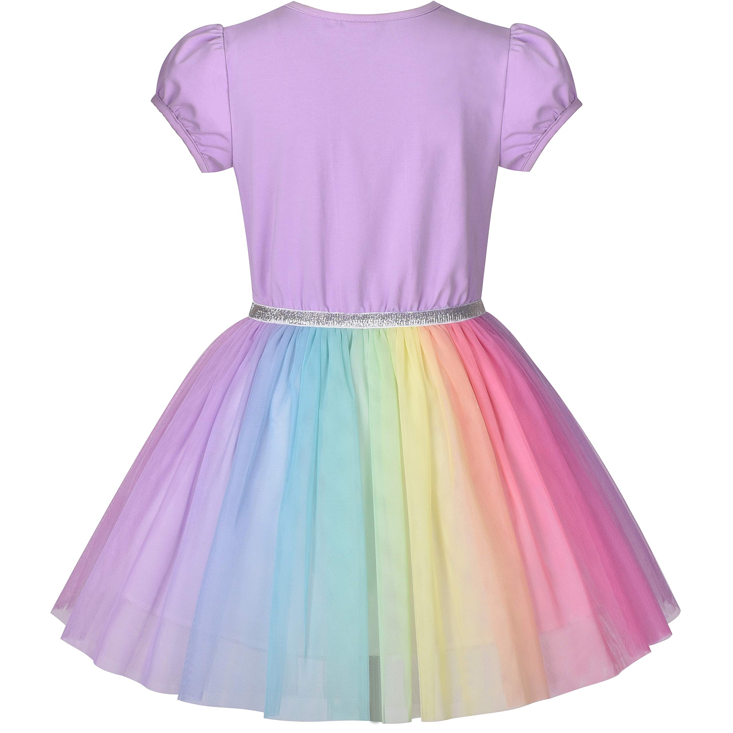 Sunny Fashion Vestido para niña Morado Manga Corta Tul Falda Fiesta 4-8 años
