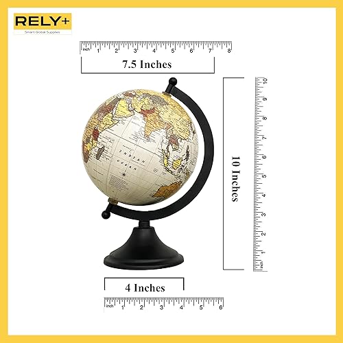Miniatura 6 de Rely+ Globo de tierra para decoración de escritorio y oficina, 6 pulgadas, elegante globo giratorio con soporte, perfecto para estantería y mesa,