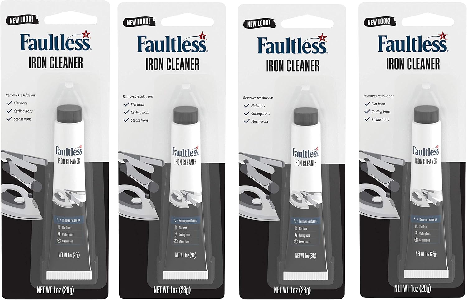 Faultless Hot Iron Cleaner, Non-Toxic Steam Iron Cleaner, Removes Melted Fabrics, Glue, Hard Water, Lime Deposits & Starch (1 oz) (4 Pack) Faultless Hot Iron Cleaner, Non-Toxic Steam Iron Cleaner, Removes Melted Fabrics, Glue, Hard Water, Lime Deposits & Starch (1 oz) (4 Pack)