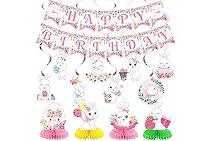 Easter Party Decorations, pastel Pink Bunny Easter Birthday Banner