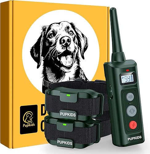 Collar de choque para perros con control remoto, paquete de 2  Collar de entrenamiento de perro de 4000 pies, 108 niveles, collar electrónico con 3
