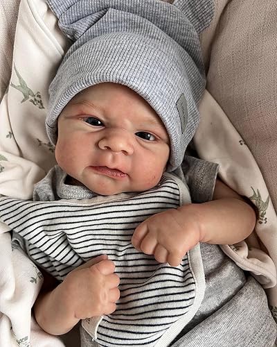 Pinky Reborn Muñecas de bebé Reborn realistas de 17 pulgadas 17.7 in de vinilo de silicona para recién nacidos, muñecas de tela de silicona, muñeca