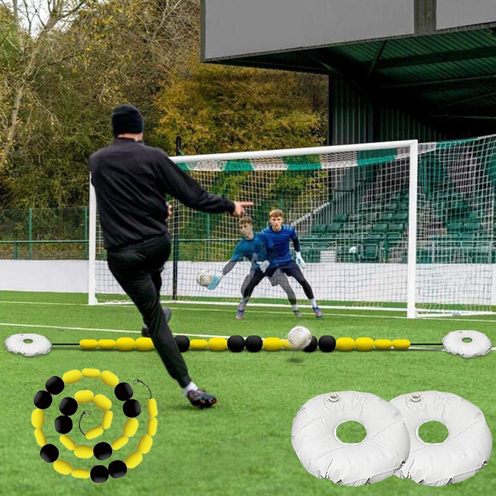 Generico Attrezzatura per L'allenamento dei Portieri di Calcio: Rete Rebounder/Deviatore A Linea Singola con Sacche d'Acqua, Ideale per Agilità, Miglioramento dei Tempi di Reazione