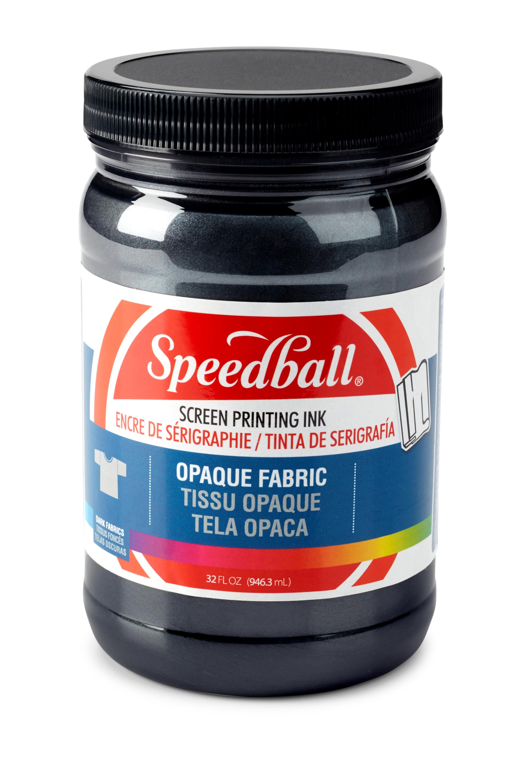 4820, Opaque Fabric Screen Printing Ink, 32 Fl oz., Black Pearl