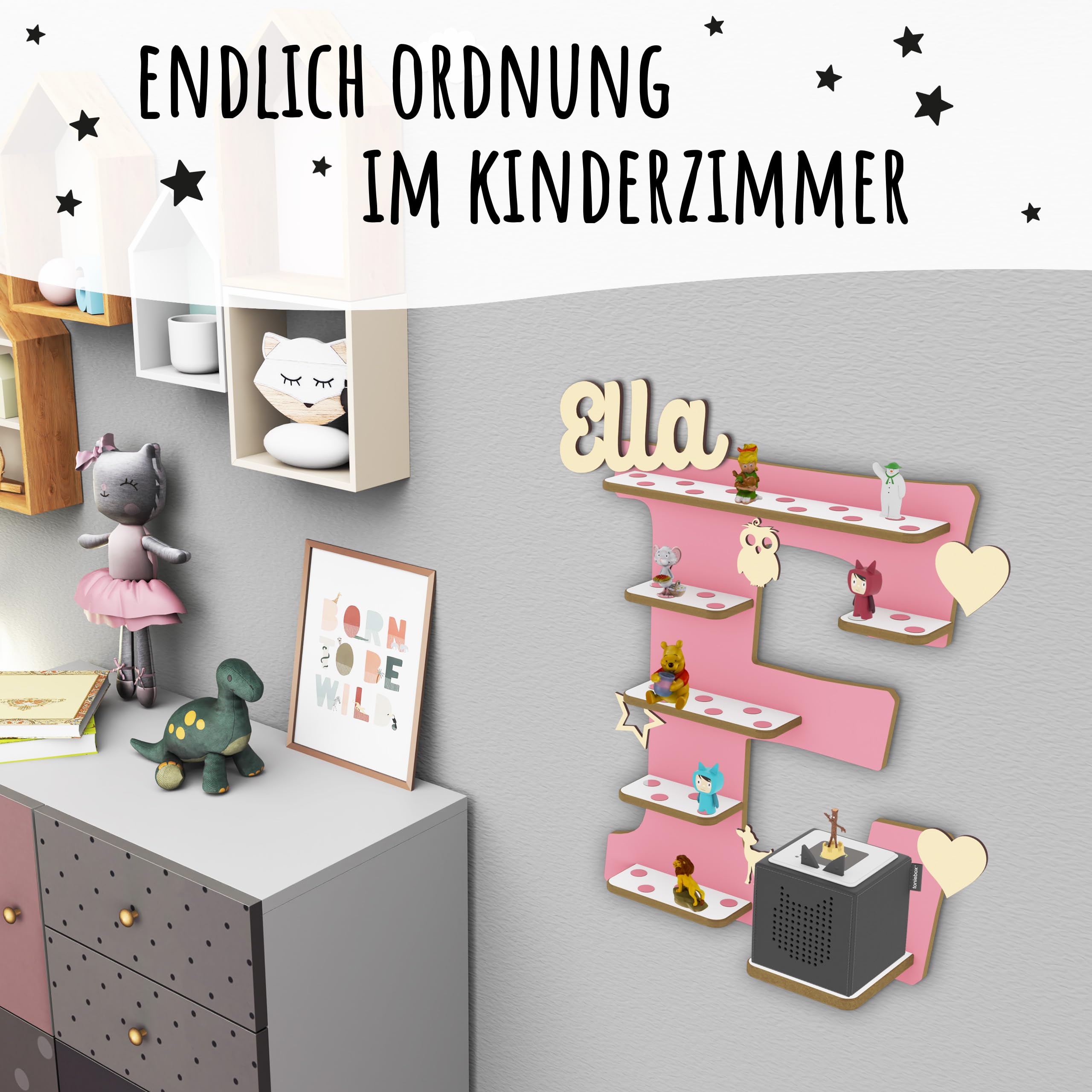 tonie booklet aufbewahren Holzura Regal für Toniebox, Toniebox Regal personalisiert mit Name und Holzsymbolen, Tonie Aufbewahrung (Buchstabe E) Baby tutti Pegasus Avanti 7 24 Size:Dreierpack 3 x 100 g