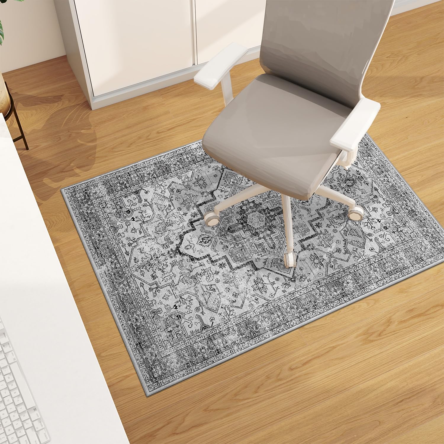 chakme Office Chair Mat for Hardwood Floor, 48"x36" Easy Glide Computer Desk Mat Protector for Rolling Chair Under Desk Rug Nonslip Backing, Machine Wash, (Boho)