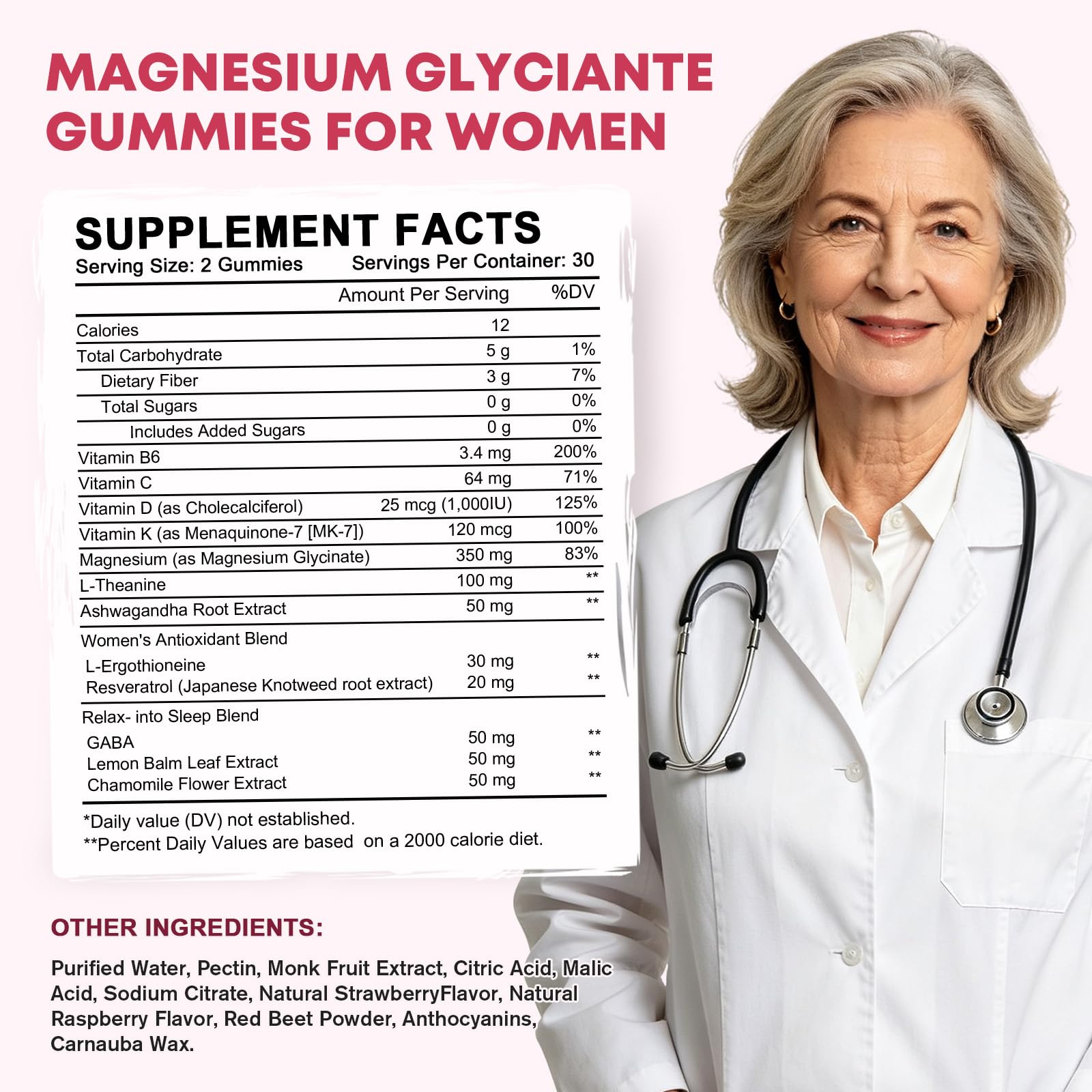 Magnesium Glycinate Gummies for Women, 350mg Magnesium Glycinate Chelated with L-theanine, Ashwagandha Root Extract Supplements for Women Calm, Relax, Sleep, Immune Support, Sugar Free, 60 Ct — Amazon image 8