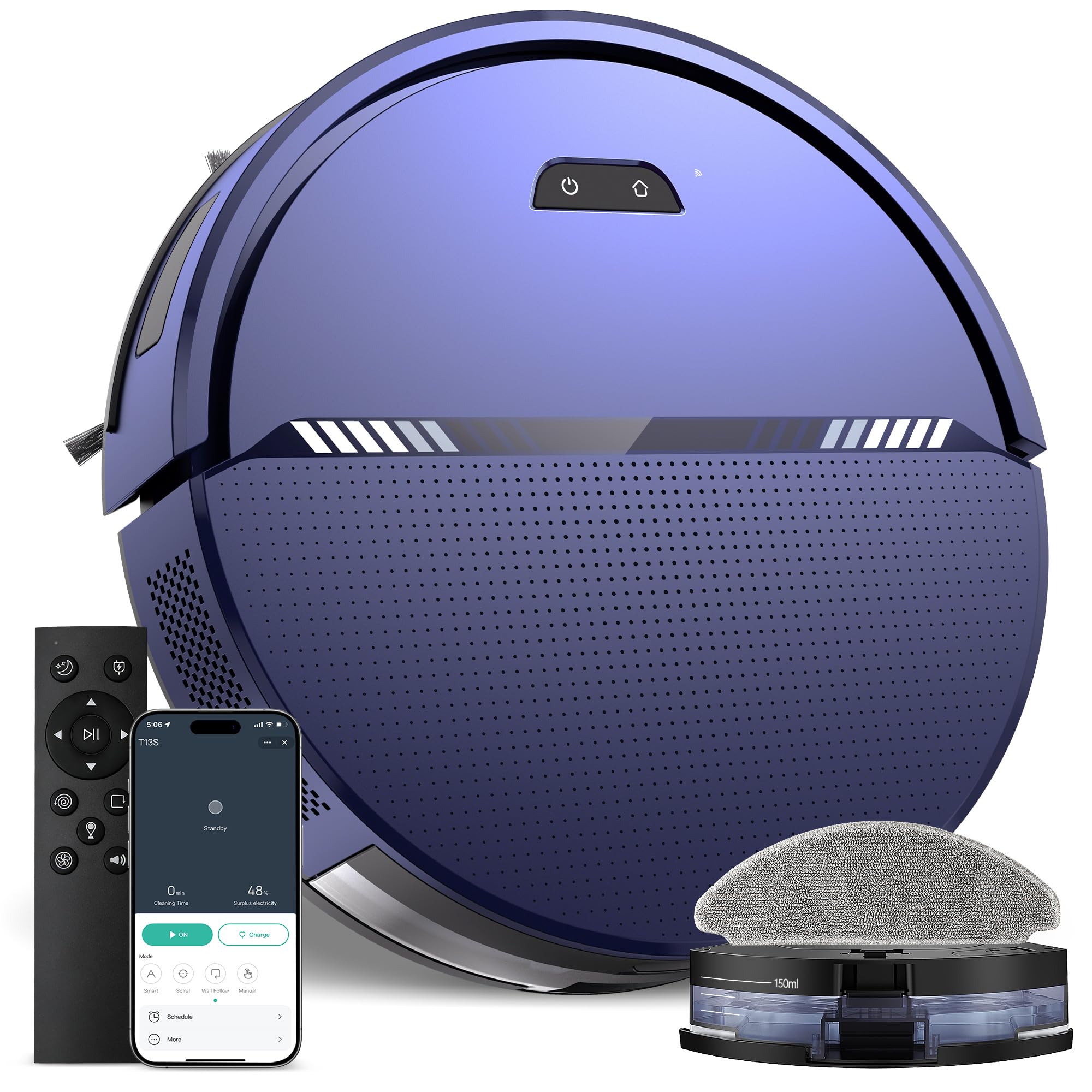 Photo 1 of UMMUND Robot Vacuum and Mop Combo, 8000Pa Strong Suction 2 in 1 Vacuum Robot with Mopping, with Schedule, Wi-Fi/App/Remote, Self-Charging, Slim, Ideal for Hard Floor, Pet Hair, Low-Pile Carpet