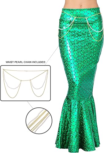 Miniatura 2 de Spooktacular Creations Disfraz de falda de sirena brillante con holograma metálico para adultos, disfraz de Halloween, fiesta, eventos