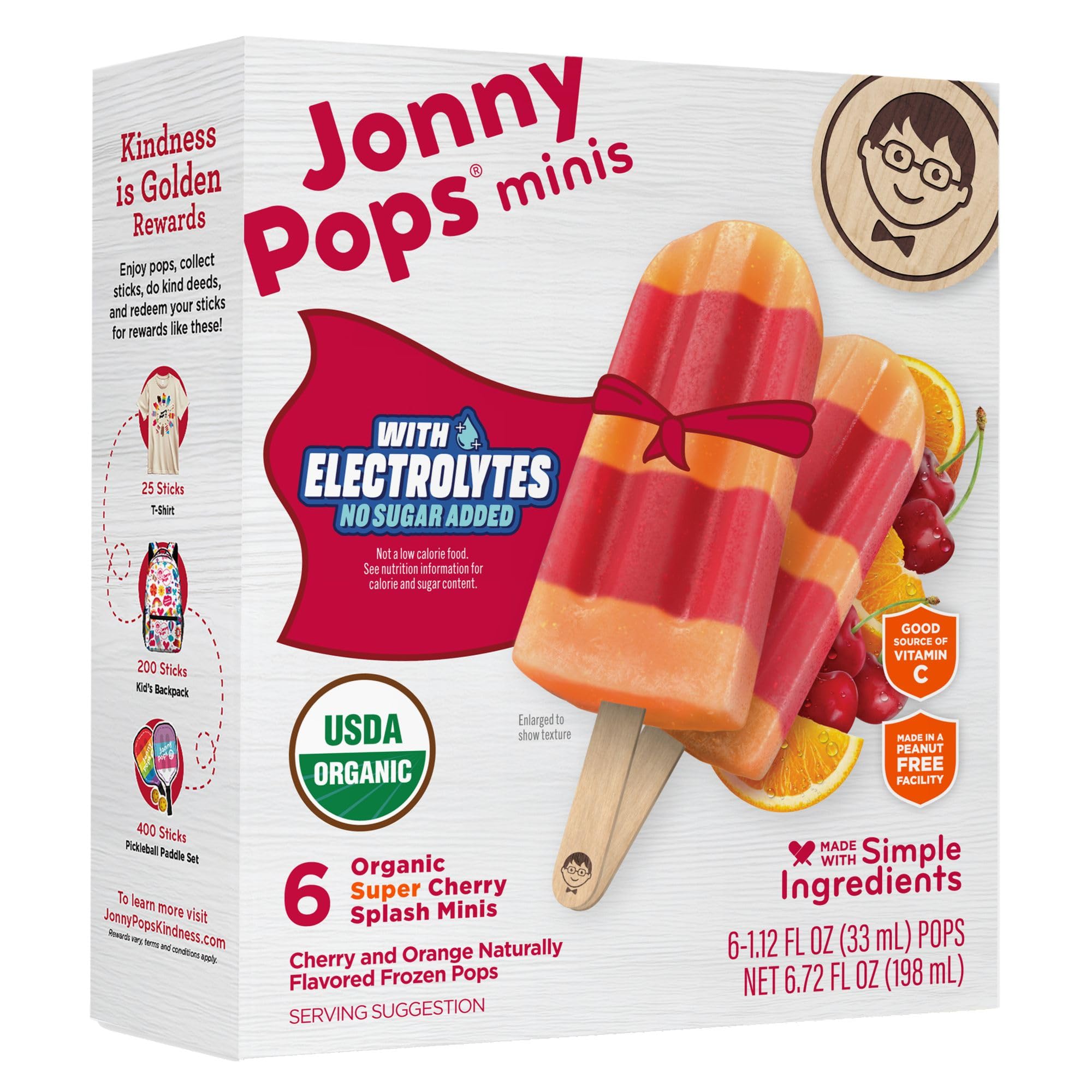 JonnyPops No Sugar Added Organic Super Cherry Splash Mini Frozen