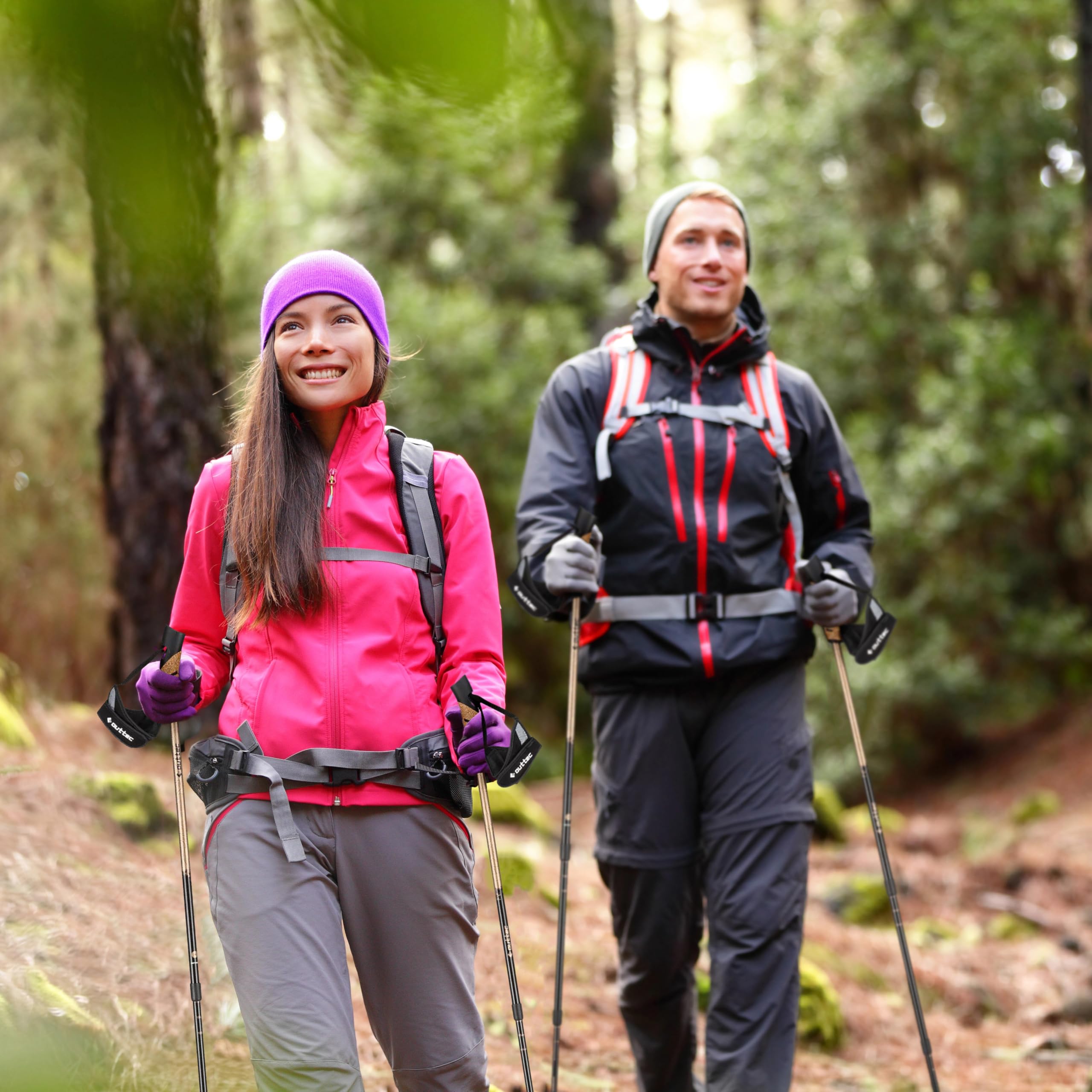 Carbon Wanderstöcke, Ultraleichte Trekkingstöcke, Nordic Walking Stöcke mit Gummistopfen, 110 oder 115 cm, Einteilige Trekkingstöcke, Gehstöcke mit Gummipuffer für Damen und Herren