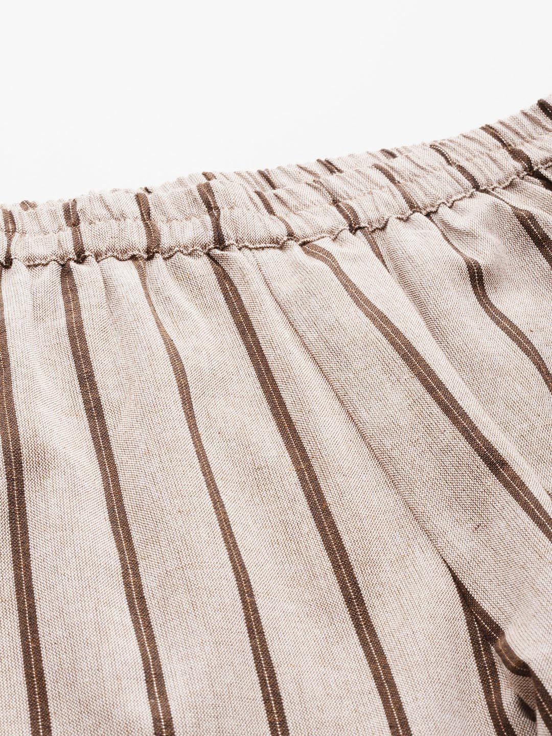 Cottinfab Coffee Brown Striped Pure Cotton Co-Ords 1