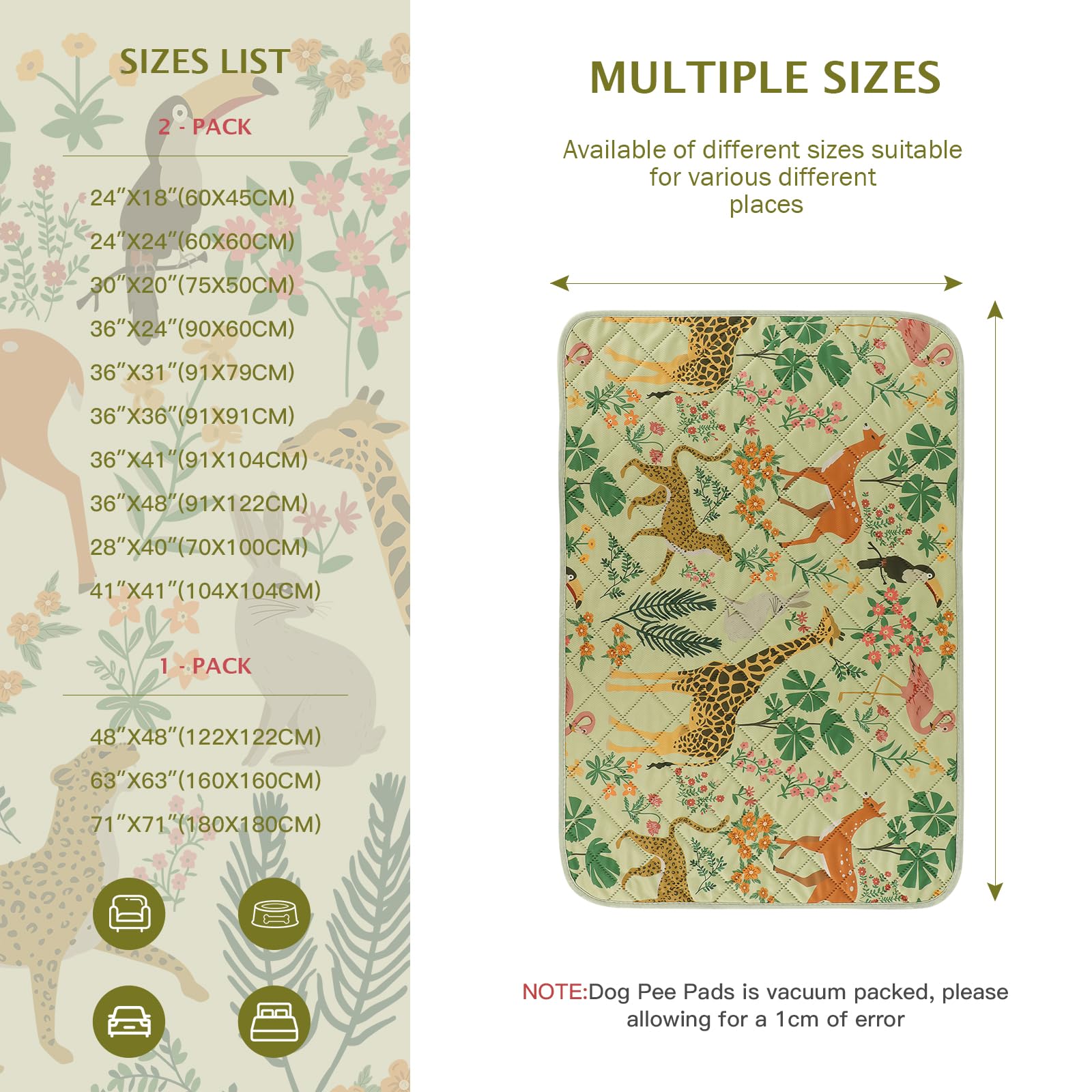 IEUUMLER 2 Pezzi Tappetini Lavabili igienici per Cani, Asciugatura Rapida Tappetino per Addestramento del Cane Riutilizzabile per Gatti, Cani, Conigli, Porcellini d'India EU013