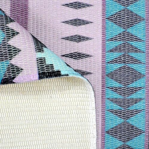 Miniatura 7 de ABREEZE Juego de 2 alfombras de algodón de 2 x 3 pies + 2 x 4 pies 4 pulgadas, alfombras de algodón bohemias tejidas a mano con borlas, alfombra de