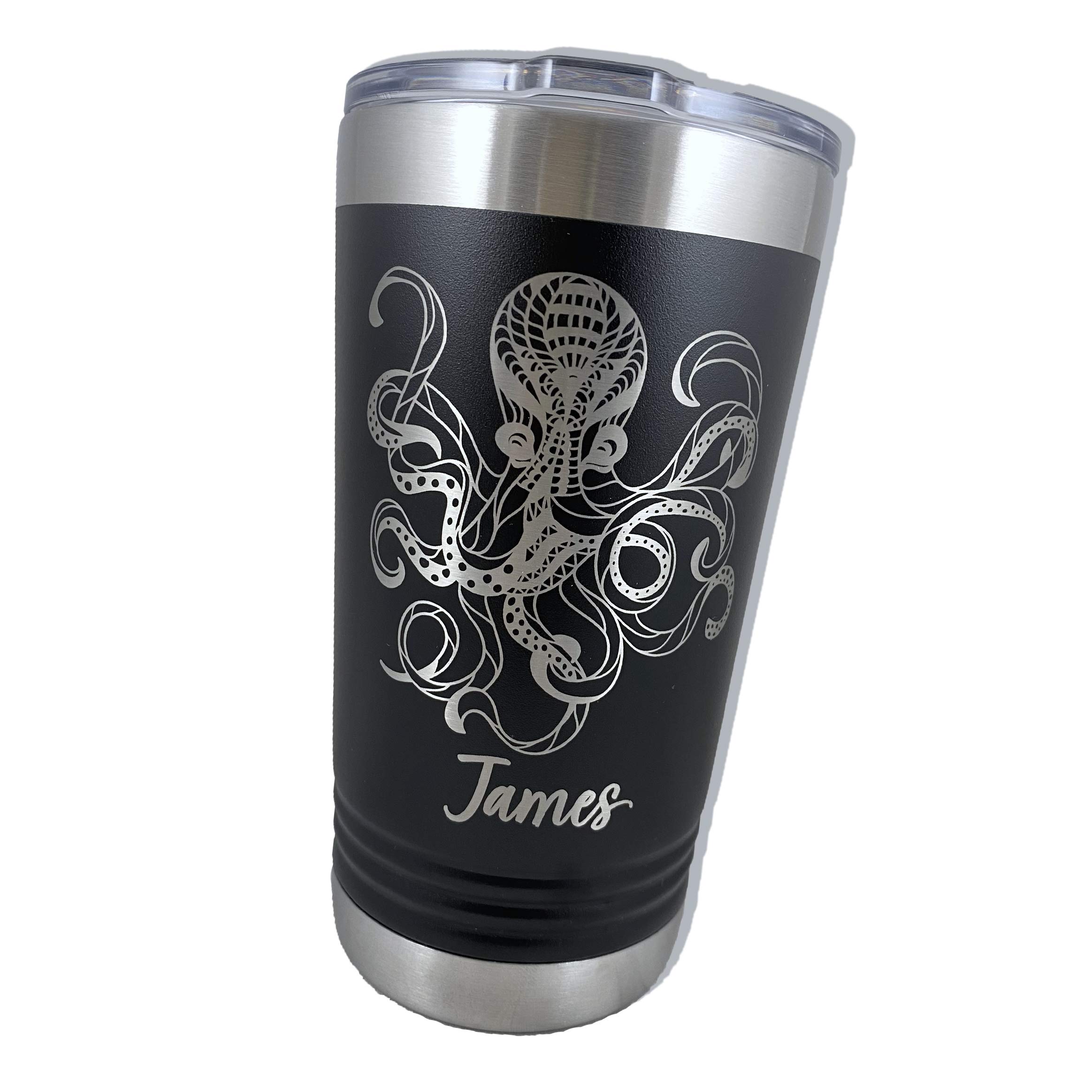 Personalized Octopus Tumbler, Custom Engraved Kraken Travel Mug, Choice of Color