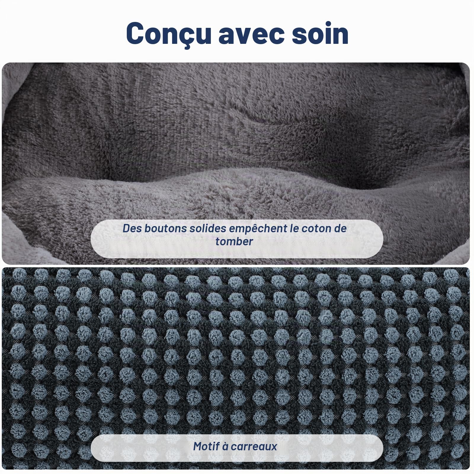 FURTIME Panier pour Chien Moyen Taille, Lit Chien Lavable Duveteux, Antidérapant Coussin Anti-anxiété pour Moyen Grande Chiens et Chats, 76x61x23cm