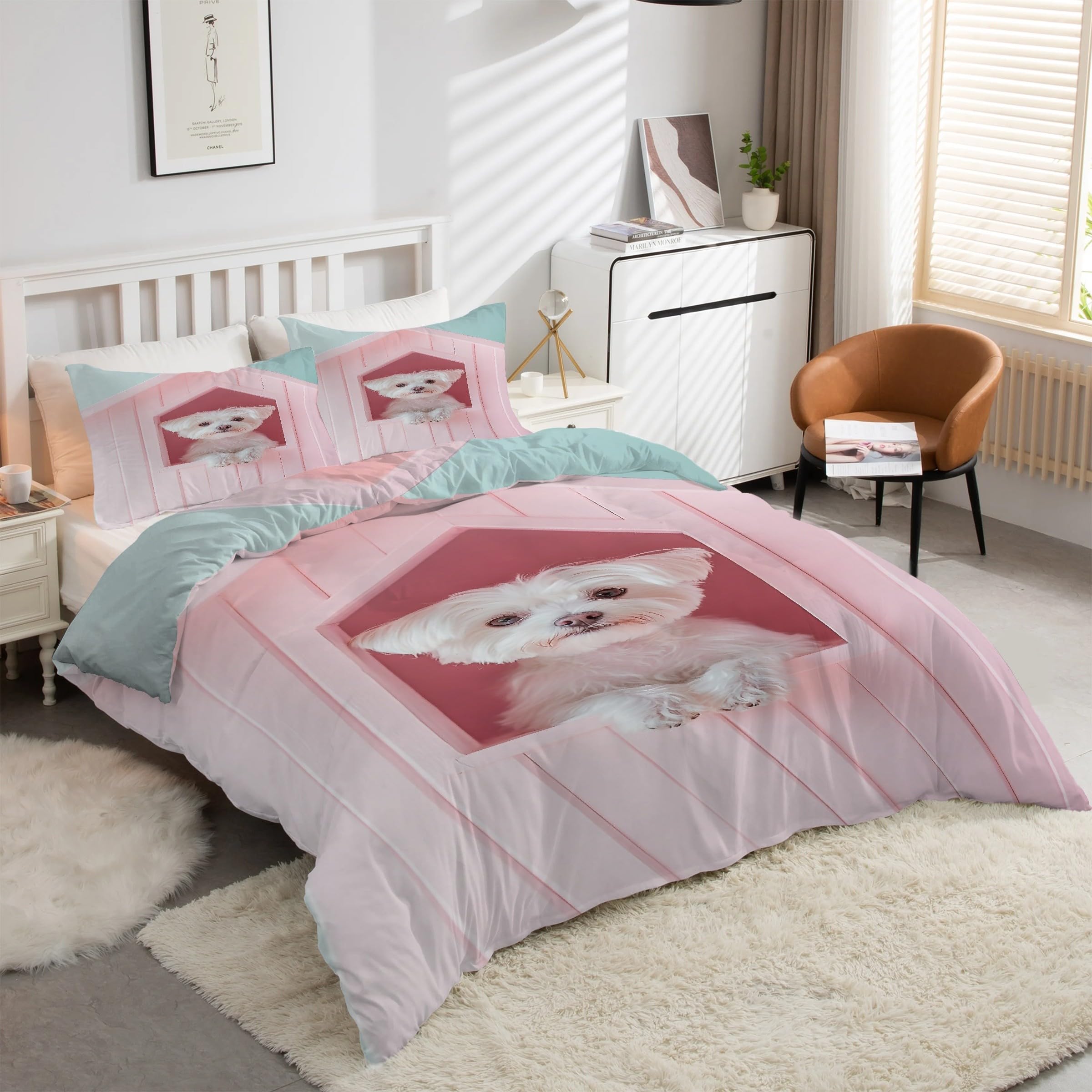 Housse de couette 240 x 260 Animaux Chien Malinois ensemble literie microfobre