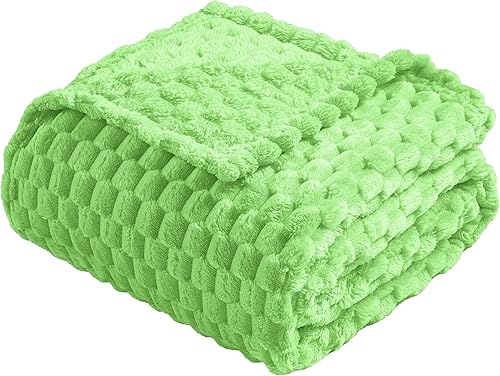 Vista 283 de Vessia Manta de franela de forro polar, 300GSM, acogedora manta a rayas verde salvia para sofá, cama y sofá, cálida y suave, acogedora manta