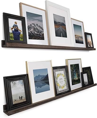 Rustic State Ted - Marco de fotos de madera estrecho de 52 pulgadas para montaje en pared, estante flotante para sala de estar, oficina, cocina,