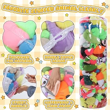 BALAPET Clear Stuffed Animal Bean Bag Cover for Kids,Waterproof PVC Storage Soft Stuff Animal for Organizing Toddler & Children Rooms,Portable Cylinder Bag to Sit, Play & Box(47.2x13.8x13.8in)