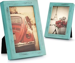 Emfogo 4x6 Picture Frame, Pack of 2 Photo Frame with Real Glass, Solid W...