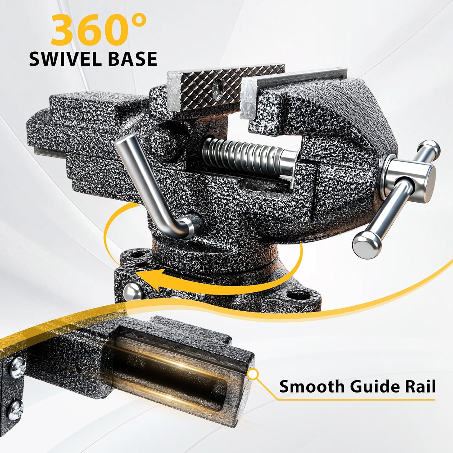 Heavy Duty 2-in-1 Bench Vise with 3.2" Jaw Width, 360° Swivel Base Table Vise, Non-Slip Jaws and Removable Anvil, Cast Iron Swivel Base Vise for Metalworking, Pipe Cutting, Wood Craft