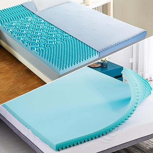 Miniatura 8 de Askme Cubrecolchón individual XL de 3 pulgadas de espuma viscoelástica de gel refrescante con funda transpirable, diseño de flujo de aire,