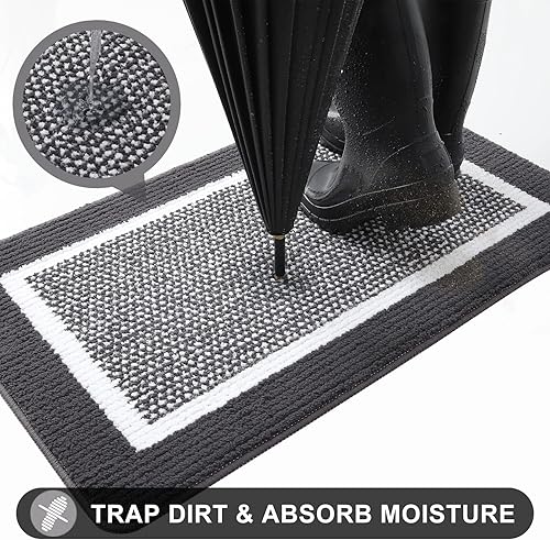Miniatura 5 de Colorxy Tapete para puerta de interior, antideslizante, absorbente, resistente a la suciedad, duradero y de perfil bajo, tapete para entrada