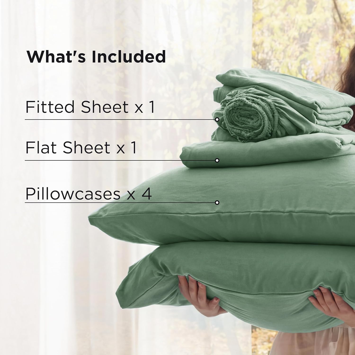 Bedsure Deep Pocket Queen Sheets - 6 Piece, Prewashed Ultra-Soft Queen Sheet Set, Fits Mattresses Up to 18 Inches Thick, Breathable & Secure Fit, Hotel Luxury Bedding, Sage Green