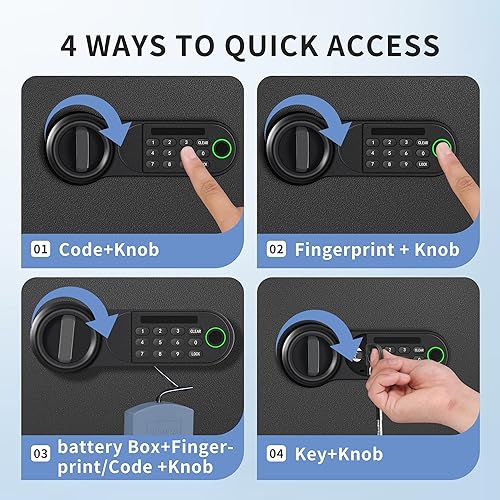 Miniatura 3 de HSGCJS Caja fuerte grande de huellas dactilares 1.93 pies cúbicos, caja de seguridad biométrica de huellas dactilares para el hogar con teclado