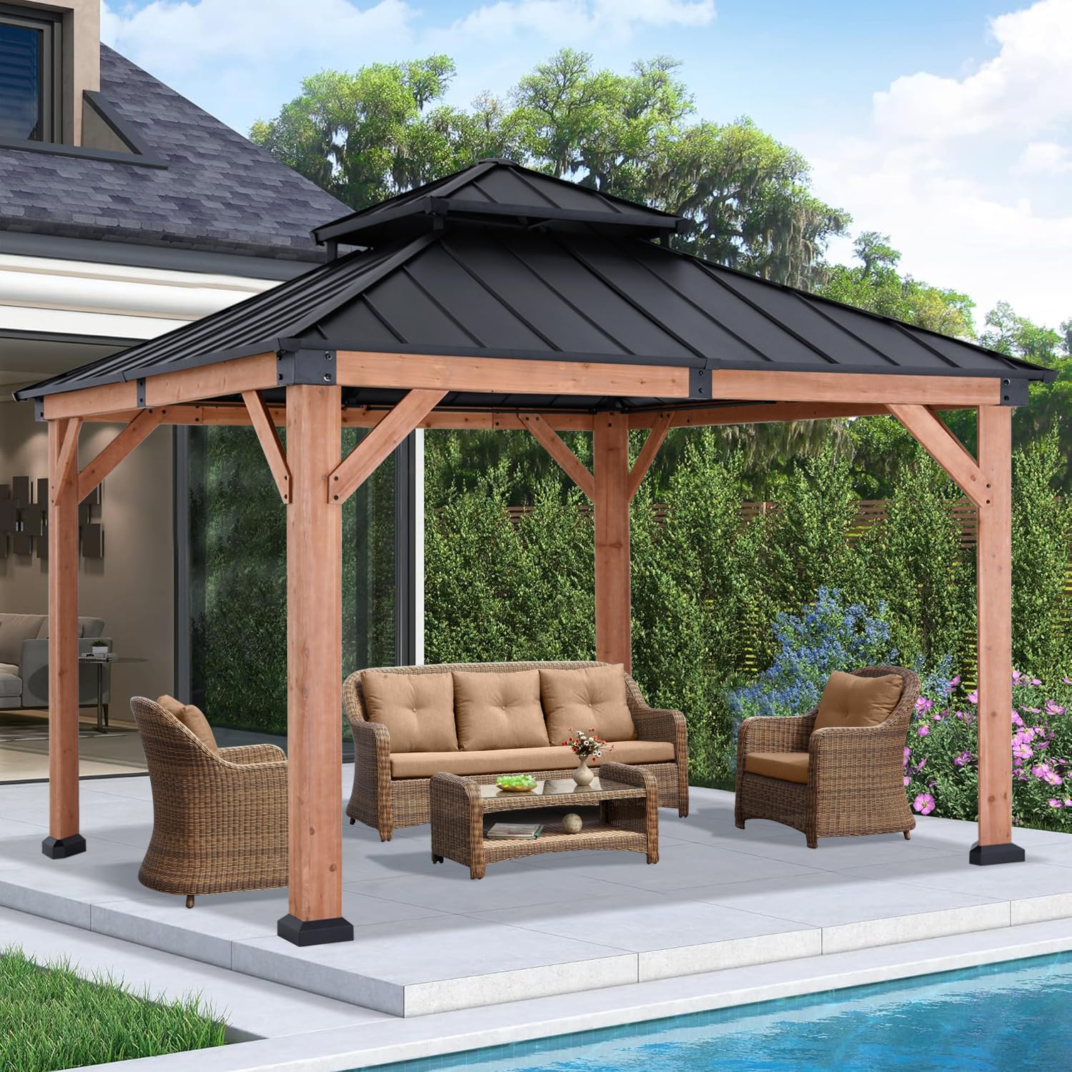akb　2脚 AICHI パグホルツPAGHOLZ PAGWOOD ABCCANOPY Wood Gazebo 11x11 - Outdoor Patio Wooden Gazebo with