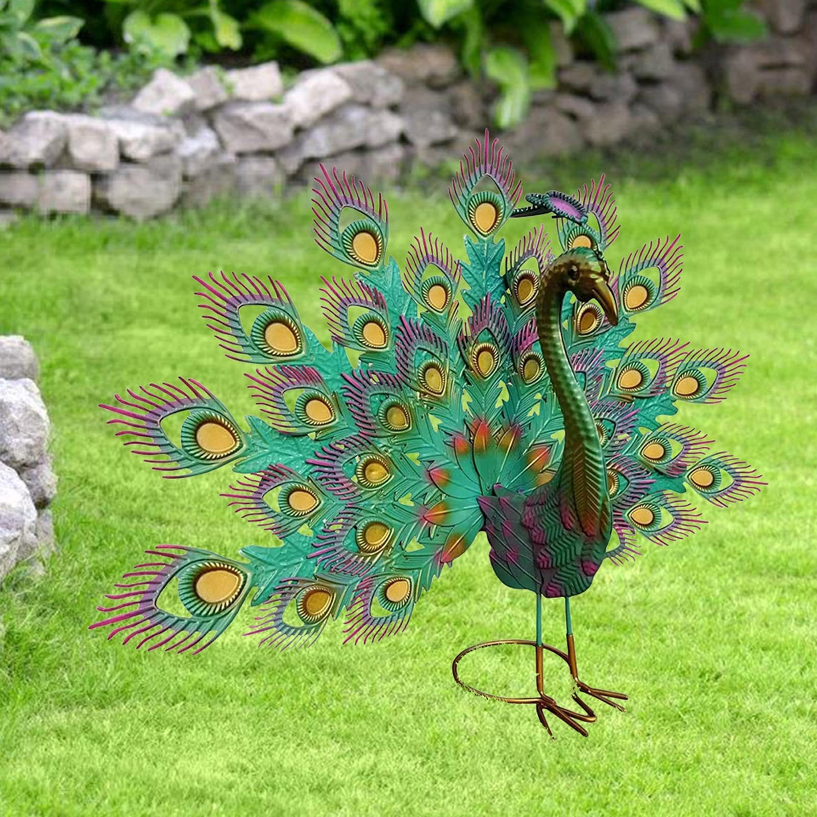 Sculture Artistiche per Esterni, Pavone in Metallo Arredo Giardino