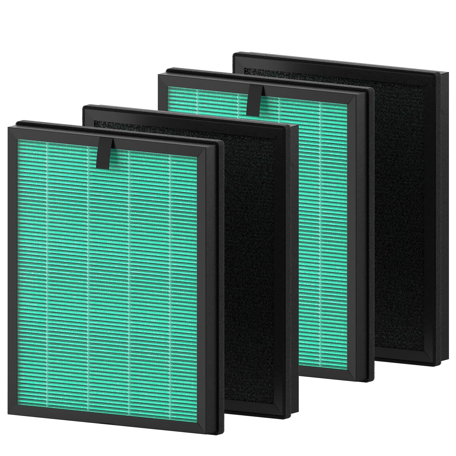 4 Pack AP2000WF Replacement Filter Compatible with KNKA AP2000WF Air Puri-fier, 3 Stages of Filtration with Carbon Filter, Pet Dander Version, Green