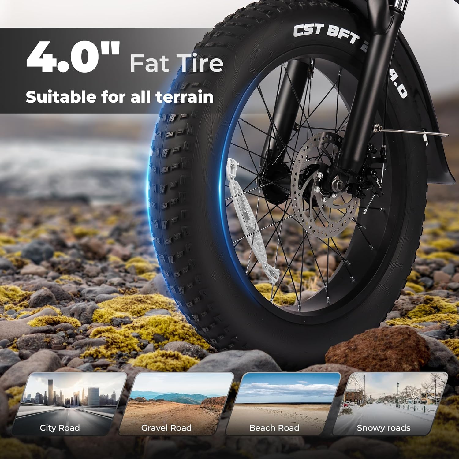 VARUN Electric Bike - Peak 750W Ebikes for Adults Up to 80KM, 48V 13AH Anti-Theft Battery, Shock Absorber, 5 Pedal-Assist Level, Portable 20" Fat Tire Electric Bike for Women & Men