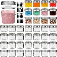 Vista 8 de EkkoVla Paquete de 40 tarros de vidrio de 4 onzas con tapas doradas, mini tarro de boca regular, tarros de conservas para miel, mermelada, gelatina
