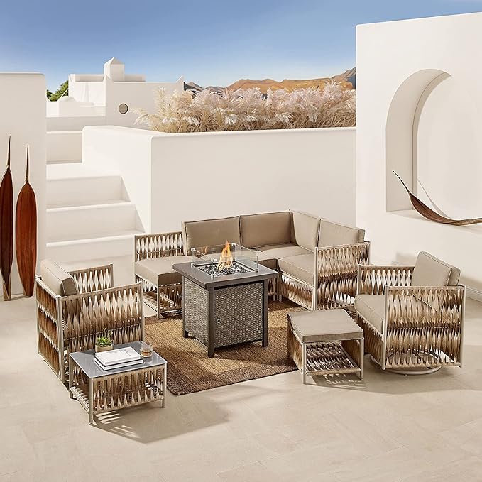 Art Leon 8 Piece Twisted Rattan Wicker Patio Furniture Set