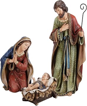 Josephs Studio by Roman - 3-Piece 22" Adorned Holy Family Set, Religious Christmas Decor
