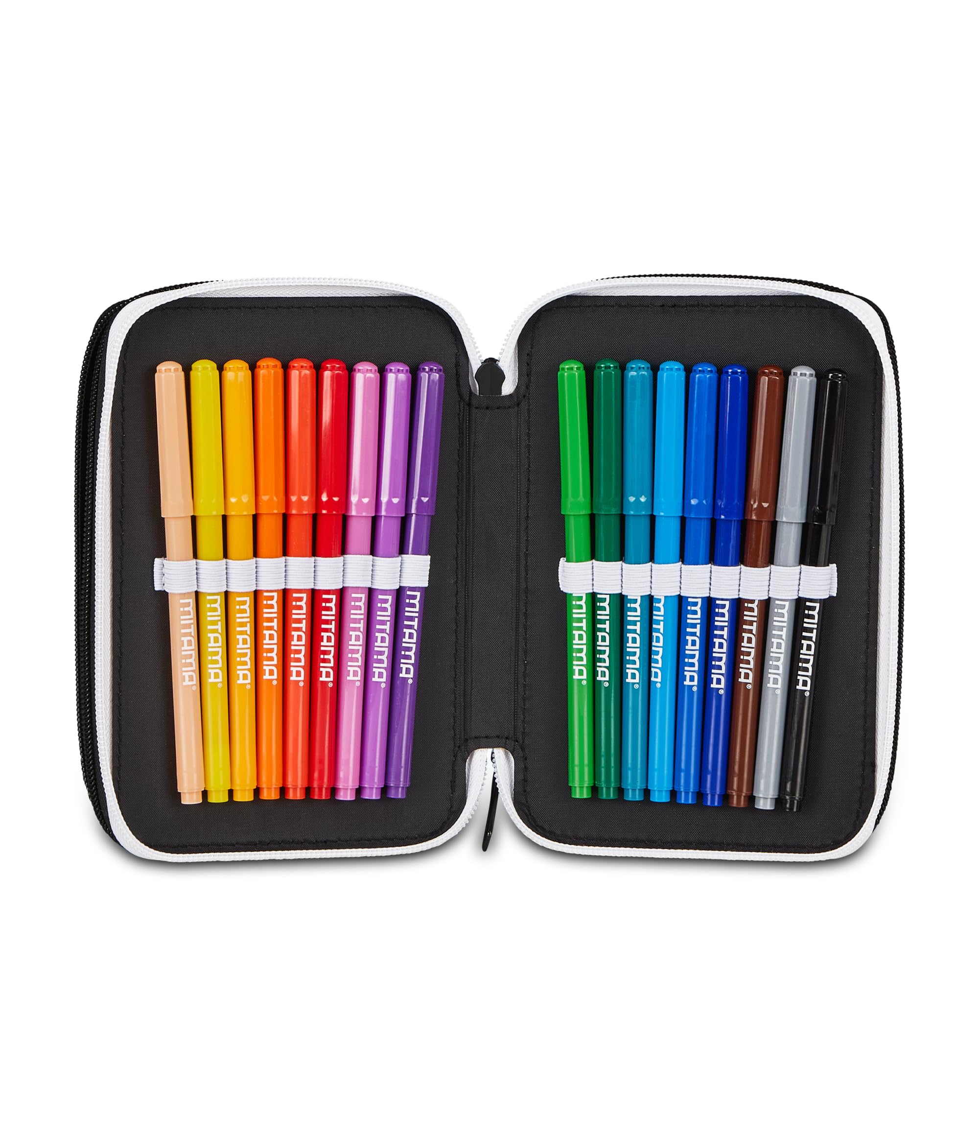 Seven Juventus Astuccio 3 Zip, Triplo Scomparto, Completo di Matite, Pennarelli, Colori, Accessori Zaino, Elementari, Medie, Bianconeri, Ragazze e Ragazzi, bianco/nero