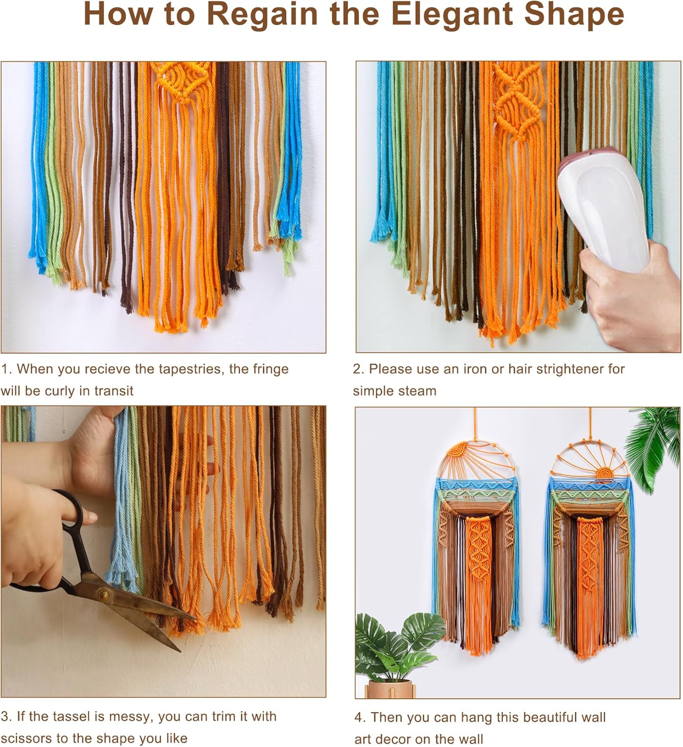 Artilady 2 Pack Macrame Sun Wall Decor Hanging Tapestry Sunrise Sunset Wall Art Set, Hand Woven Boho Tapestries Colorful Decor For Bedroom Living Room Nursery Apartment (2 Pcs)