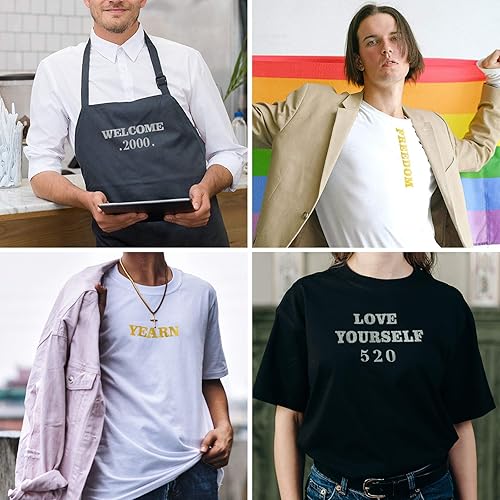 Miniatura 10 de 1408 letras y números para planchar de 0.75 pulgadas, letras de transferencia de calor, números, letras adhesivas, apliques de tela de vinilo para