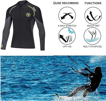 Wetsuit Top Men&Women 1.5mm/3mm Neoprene Wetsuits Jacket,Front Zipper Long Sleeves Diving Suit for Swimming,Snorkeling,Scuba Diving,Surfing