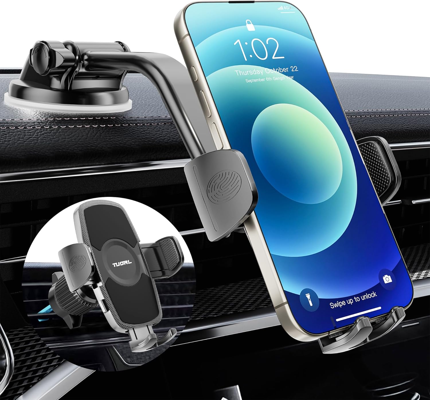Car Phone Holder, Universal Phone Mount for Car Dashboard&Windshield&Air Vent,Super Suction Dash Cellphone Car Mount Stand for iPhone 16/15/14/13/12 Pro Max, Samsung & Android Smartphones