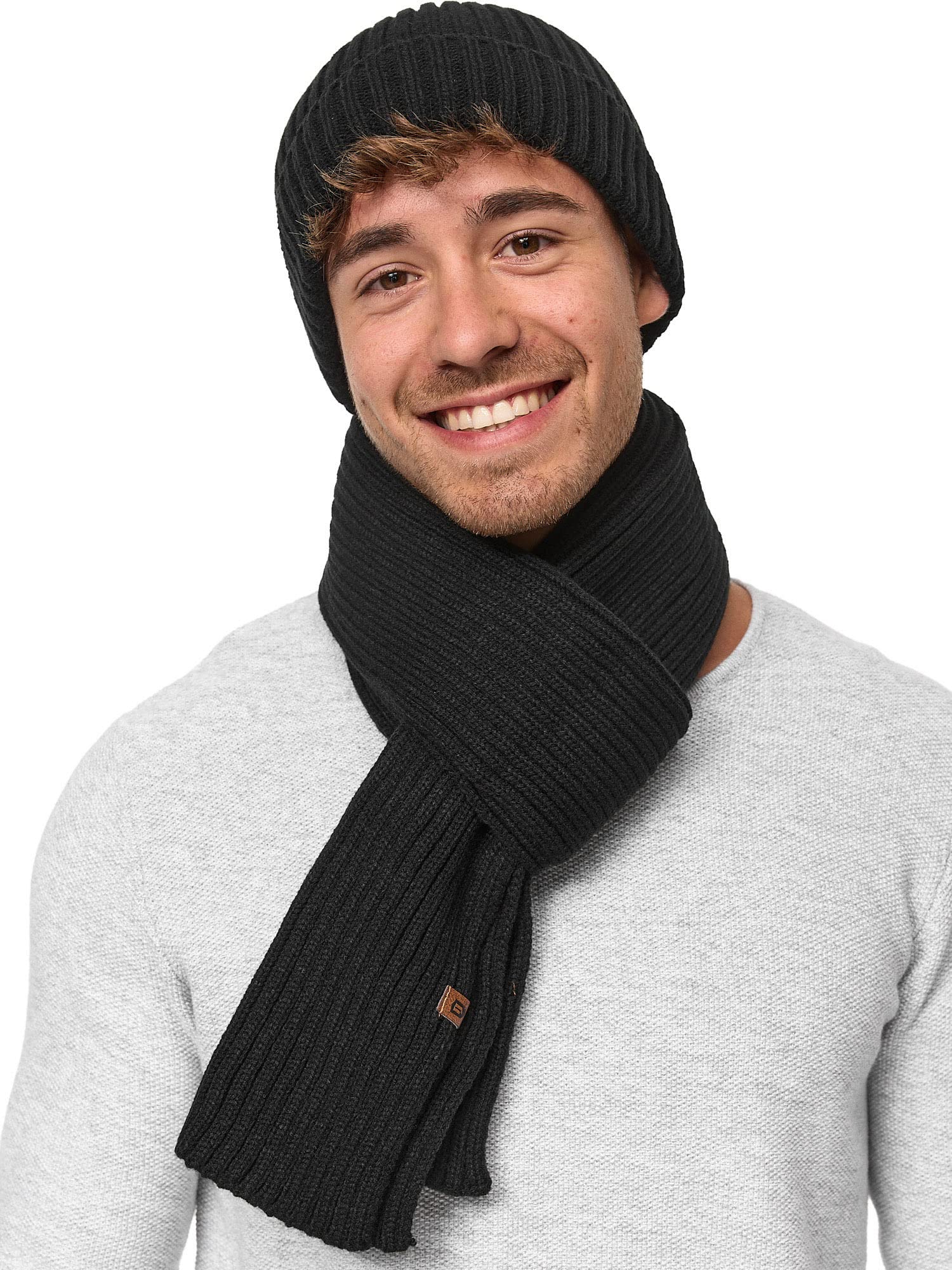 Indicode Unisex Geyser Winter-Set Mütze & Schal | Strick Wintermütze Winterschal