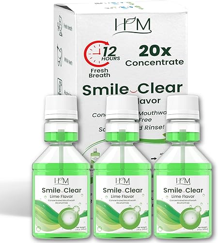 HM - Smile Clear Enjuague bucal concentrado sin alcohol, ingredientes inteligentes para el cuidado dental avanzado, para el mal aliento,