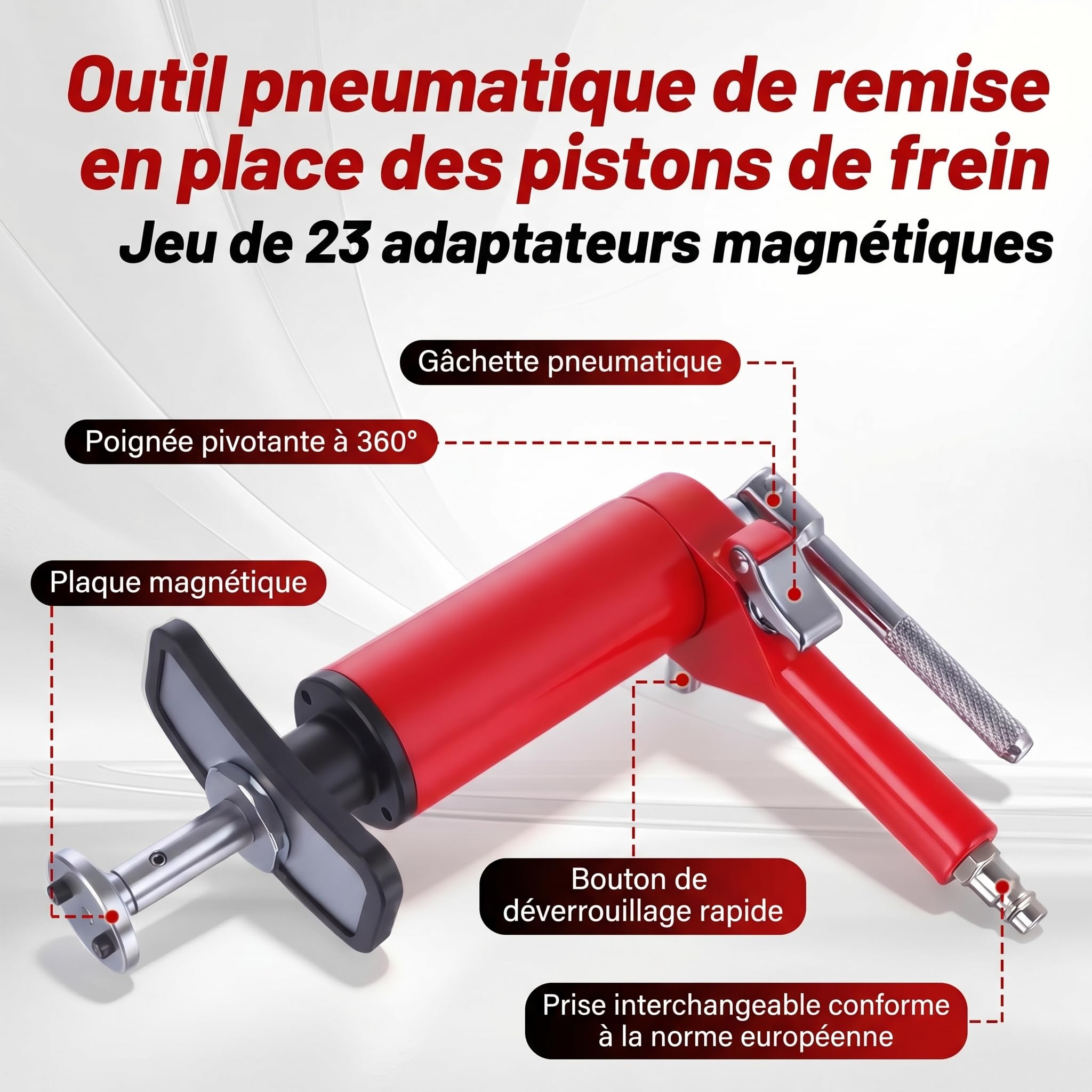 BILITOOLS Outil de compression pour étrier de frein pneumatique, 24 pièces à air actionné par le piston de frein à disque